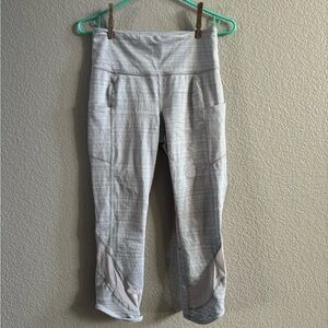 Athleta Women’s Grey Capri Leggings with Mesh Cutouts